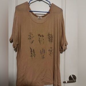 Floral Print Tan Women's Top